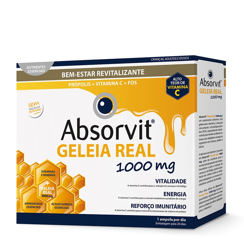 Absorvit Geleia Real 1000mg - Bem-Estar Revitalizante 20 ampolas